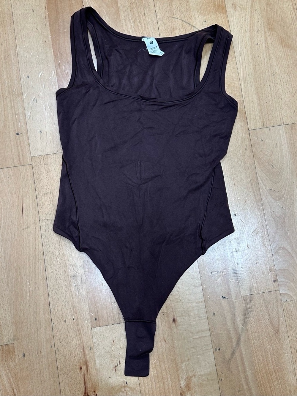 Sleek Brown Scoop Neck Bodysuit